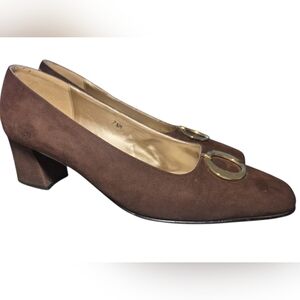 Jones New York Brown Suede Block Heel Pumps - Size 7.5M